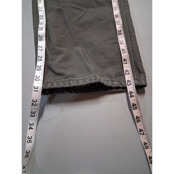 Carhartt Mens Olive/Green Canvas Flannel Work Pants W36 L31 Durable Outdoor Wear - Picture 3 of 8